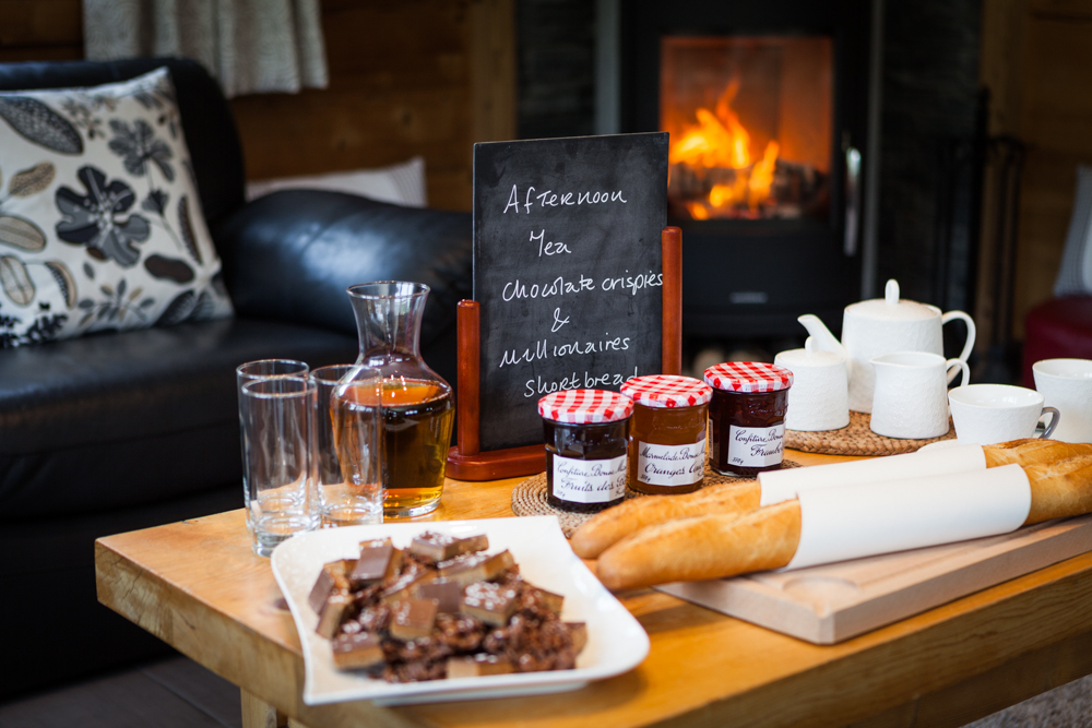 Afternoon tea with homemade cakes - a staple of the catered chalet experience